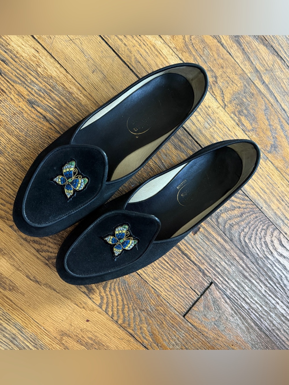 Rare butterfly detail black Belgian loafers